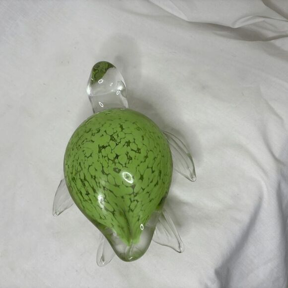 Hand Blown Art Glass Sea Turtle Large 7" Fifth Avenue Crystal Green Figurine - Picture 7 of 9